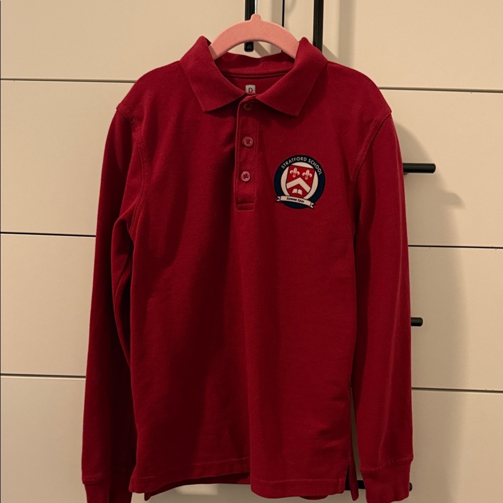 Stratford uniform Cardinal Long Sleeve Pique Polo Shirt